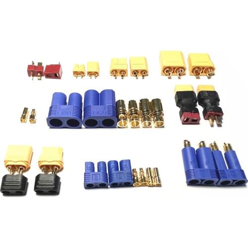 XT30 XT60 XT60H XT90 EC2 EC3 EC5 EC8 T Plug 3.5mm Banana Battery Connector Set Male Female Gold Plated Banana Plug for RC Parts