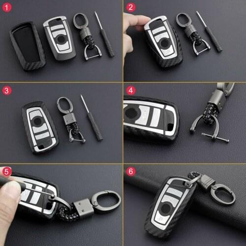 Silica Gel Key Case W/ Key Chain Wear-Resisting Carbon Fiber Look Cover Fastness New