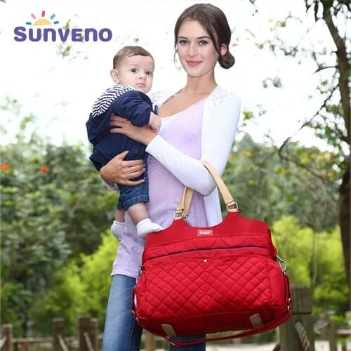 Sunveno Fashion Mummy Maternity Nappy Bag Large Capacity Nappy Bag Travel Backpack Nursing Bag for Baby Care Womens Fashion Bag