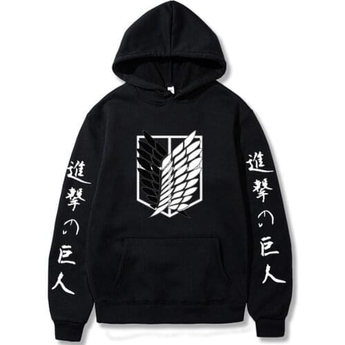 Anime Hoodie Attack on Titan Sweatshirt Harajuku Loose Long Sleeves Hooded Streetwear Pullover Men/Women Unisex Sport Hoody Tops