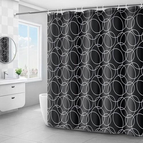 Waterproof Shower Curtain Mildew Proof Thicken Bathtub Screens Geometric Printed Bath Curtains With Hook Bathroom Accessories
