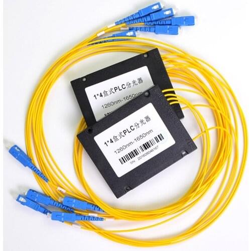 Optical Splitter1x4 Box Type PLC Planar Waveguide Fiber Splitter Pigtail Telecom Grade SC Free Shipping Wholesale