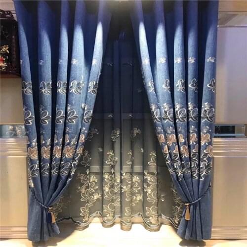 New Chinese Style Laser Taped Embroidery Shading Curtains for Living Dining Room Bedroom