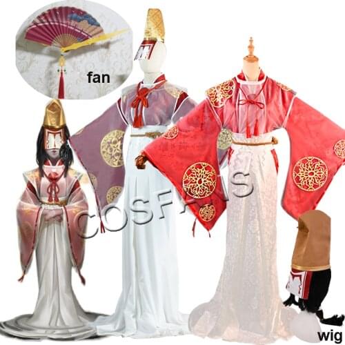 Identity V Michiko Third Anniversary Kimono Gorgeous Uniform Cosplay Costume Halloween Party Role Play Suit For Women Wig fan