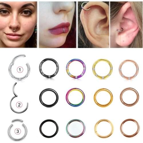 1PC 16G Steel Segment Ring Nose Rings Piercing Captive Ear Nose Hoop Tragus Piercing Clip on Ear Ring Piercing Body Jewelry