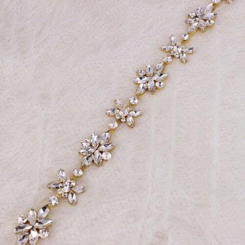 1 Yard Gold Rhinestone Trimming Tassel for Shoes Bags Wedding Belt Accessory