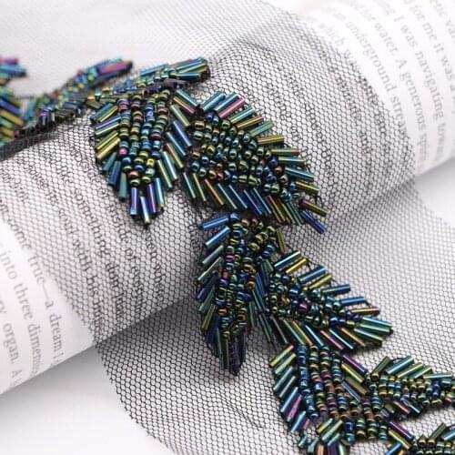 1Yards Crystal Beaded Sewing Trim Bag Dress Applique Birthday Wedding DIY Party Decor