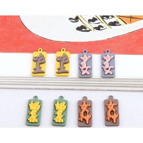 10pcs Chinese Style Funny Contrast Color Earrings Text Spray Paint statement Earings For Girls Pendant Diy Jewelry Accessories