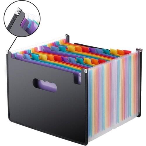 13/24 Pockets Expanding File Folder Rainbow Color Accordion Folder A4 Size with File Guides Paper Tags for Documents Busine