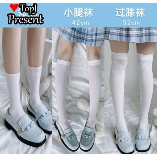 3 pcs Solid Long Stockings Women Thin High Knee Socks Japan Black White Velvet Stocking Leg Calcetines Medias