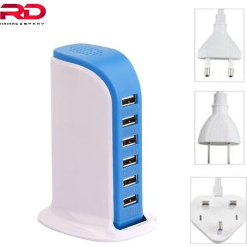 30W EU US UK Plug 6 USB Multi-Port Quick Charger Desktop HUB Charging Station Power Adapter Chargers For iPhone x 8 6 6s 7 Plus