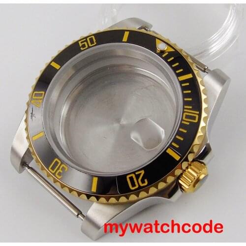 40mm Bliger 316L stainless steel black ceramic coating bezel watch case magnifier fit for NH35 NH36 automtic movement