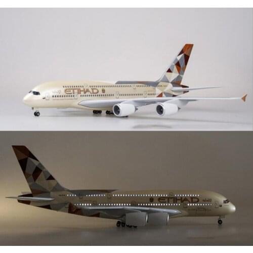 50.5CM 1/160 Scale Airplane Airbus A380 ETIHAD Airline Model W Light & Wheels Diecast Plastic Resin Plane For Collection Gifts