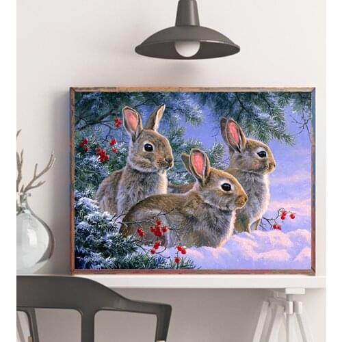 5D DIY Diamond Painting Rabbit Full Square Diamond Embroidery Animal Mosaic Picture Of Rhinestone Decor For Home Decoration