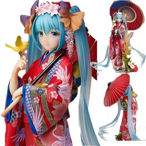 Anime Hatsune Miku Colored clothes kimono Figure ornaments model doll birthday Christmas gift collection toy cute girlish style