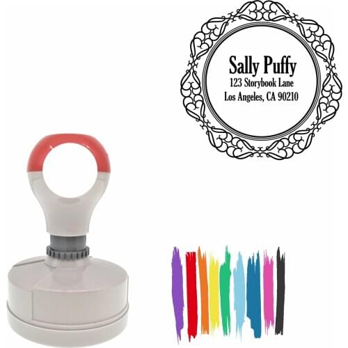 Bbloop Subtle Heart Design Round Pre-Inked Laser-Cut Address Stamp