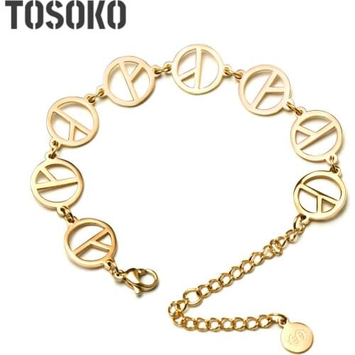 TOSOKO Stainless Steel Anti War Peace Bracelet Womens Simple Fashion Bracelet BSE016
