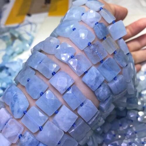 LOOSE BEADS Aquamarine blue Square faceted 10mm wholesale for DIY jewelry necklace