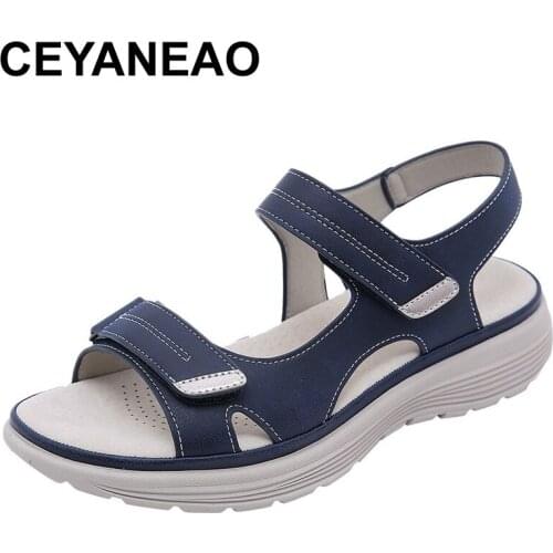 CEYANEAO Platform Sandals Women Wedge Summer Shoes Buckle Casual Sandals Women Athletic Shoes Non-slip Beach sandalia mujer