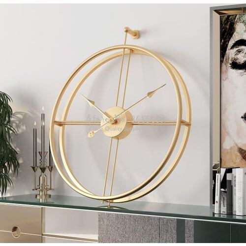 52cm Nordic Style Vintage Metal Wall Clock Golden 3D Art Home Decoration Antique Clock Creative Brief Iron Wall Hanging Clocks