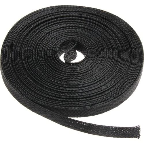 10MM 10M Diameter Black Insulation Braided Sleeve Tight PET Expandable Cable Sleeves Wire Gland Protection
