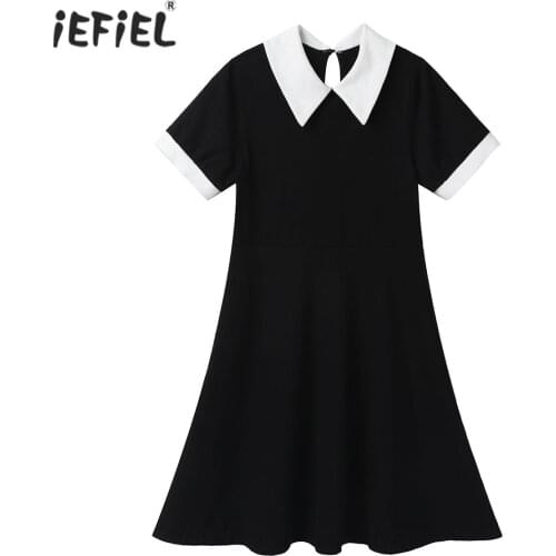 Kids Dresses For Girls Summer Clothes Short Sleeves Solid Color Casual Dress Princess Party Dress Children Clothing 6-12 Years