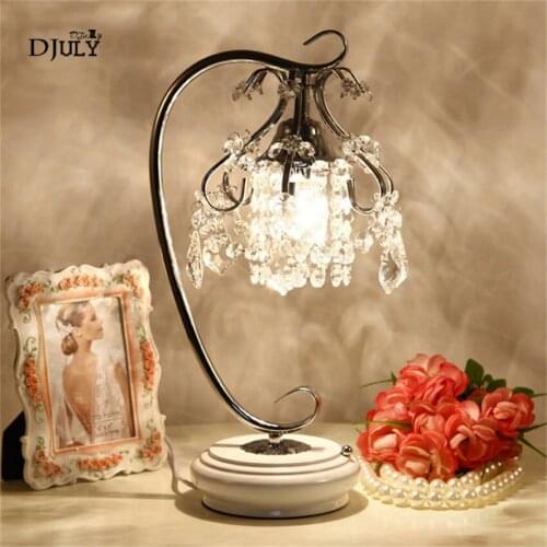 European Crystal Wind Bell table lamp for bedroom living room office art deco bedside lamp Princess House led makeup table light