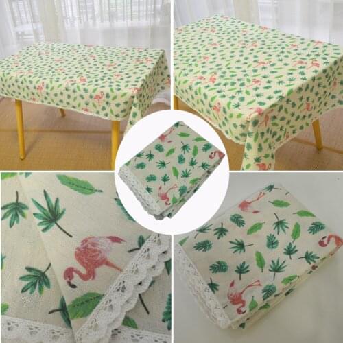 Hawaiian Style Linen Cotton Home table cloth Printed Flamingo Lace Kitchen Table Cloth Wedding Christmas Dining Table Cover