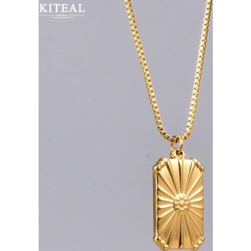 KITEAL aliexpress Gold Vermeil Female Friend necklaces & pendants Patterns, rectangles big necklace floating charms