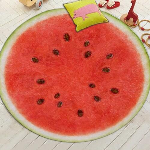 Creative 3D Printing Fruit Pattern Watermelon Orange Non-slip Round Rug Floor Mat Bedroom Living Room Home Decoration