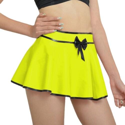 Women Skirt Sexy Fashion Leather Skirt Pleated A-line Mini Skirt S-7XXL PVC Super Short Lotus Leaf Pleated white harajuku Skirt