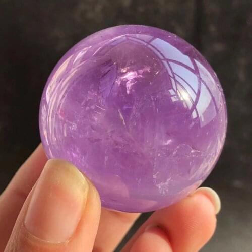 MOKAGY 35mm-40mm Precious Natural Polished Amethyst Sphere Healing Crystal Ball for Feng Shui 1PC