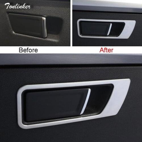 Tonlinker Cover stickers For Geely Atlas 2016-18 Car Styling 1 PCS Stainless steel gloves box handle edge covers sticker