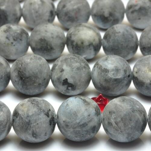 Natural Black Labradorite Larvikite Stone Matte Round Loose Beads Wholesale Gemstone Semi Precious Bracelets Diy Jewelry Making
