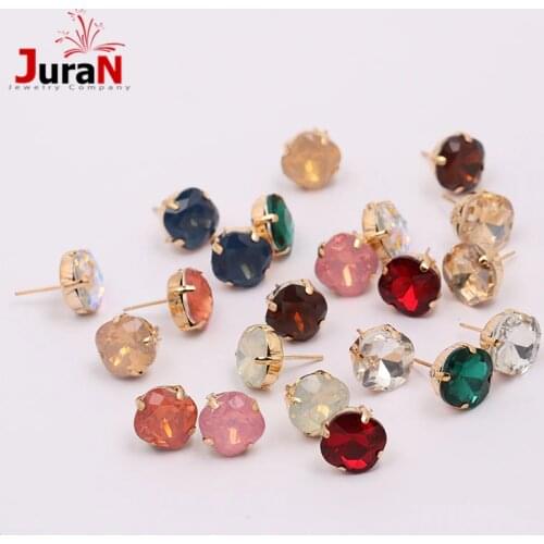 JURAN 2019 New Arrival Crystal Fashion Statement Rhinestones Earrings Jewelry accessories Round Crystal Small Stud Earrings