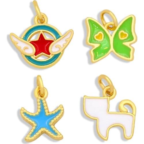 OCESRIO Copper Star Diy Earrings Charms Charms for Bracelet Enamel Charm for Neckkace Jewelry Making Supplies chma075