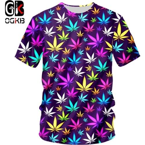 OGKB Summer TShirts Boy New Short 3D Tshirt Printed Colored Leaves Foliage 6XL Tops Tees Hombre T-shirt