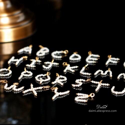 DAIMI Handcraft Letter Pendant Necklace A B C D E F G H K R S T Y Natural Freshwater Pearl Necklace