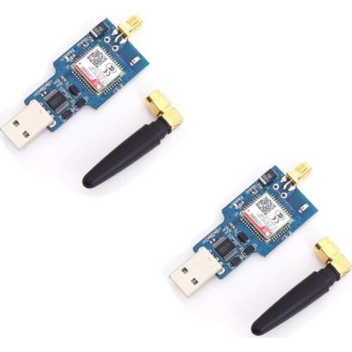 2Pcs SIM800C USB to GSM Serial GPRS Module Board with Antenna, On-board CH340T chip,Built in GSM/Bluetooth-compatible Antenna