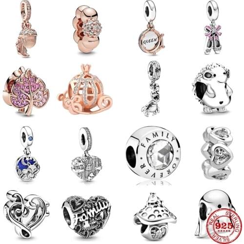 Fit Original Pandora Charms Bracelet 925 Sterling Silver queen Shoes family heart Charm pendant Bead DIY Jewelry Making Berloque