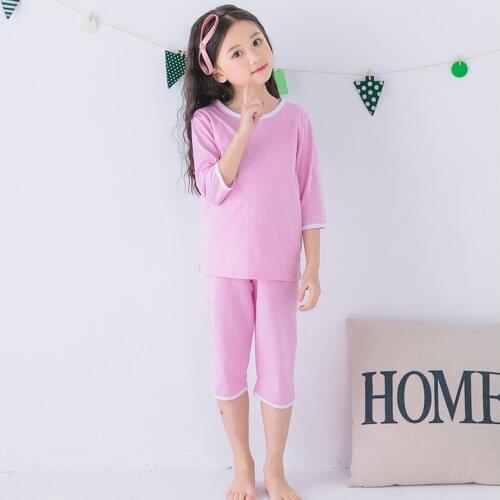 Girls Pink Color Pajamas Sets Babe Girl Cotton Pyjamas Suits Toddlers Soft Sleepwears Teen Girl Clothes Set Children Clothing