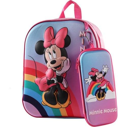 Disney Minnie Boys Girls Backpack Frozen School Bag With Pencil Case Spiderman Kids Kindergarten Preschool School Toddler Bags