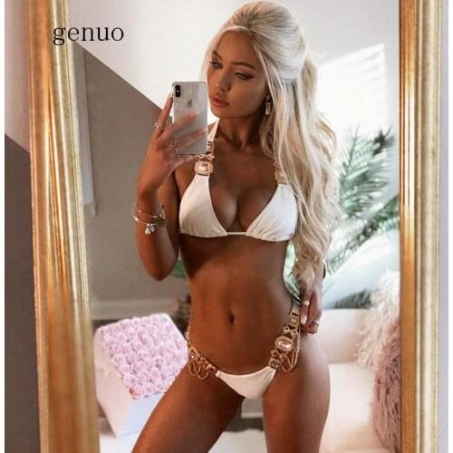 Sexy Halter Top Diamond Swimsuit Women Bandage Bikini Set Beachwear Bathing Suits Biquini Swim Wear Swimwear Female Bikini