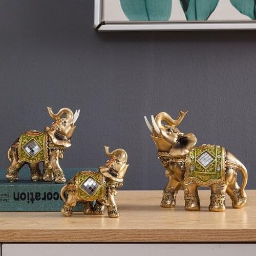 Elephant Statue Resin Crafts Decorative Ornaments Home Decor Sclupture Small Animal Figurines Living Room Bookcase Decoration
