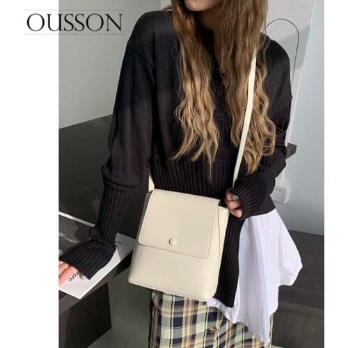 OUSSON 2021 New Design Leather Ladies Fashion Bucket Bag Exquisite Crossbody Bag Leisure Single Shoulder Bag For Women