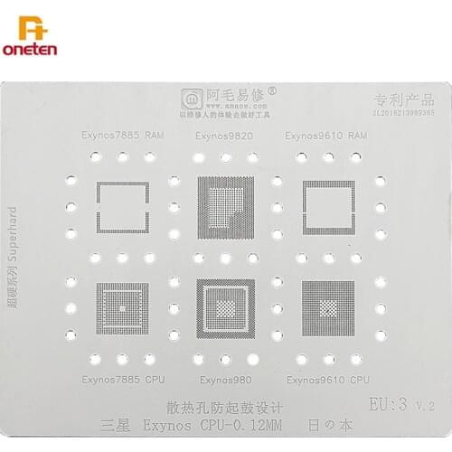 Amaoe BGA Reballing Stencil EU3 For Samsung Exynos 9820 980 7885 CPU Steel Mesh Tin planting Phone Repair Tool