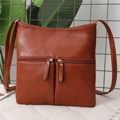 Wome PU Leather Shoulder Bag Designer Crossbody Bag Purse Vintage Female Messenger Bags With Multi Pocket Handbags