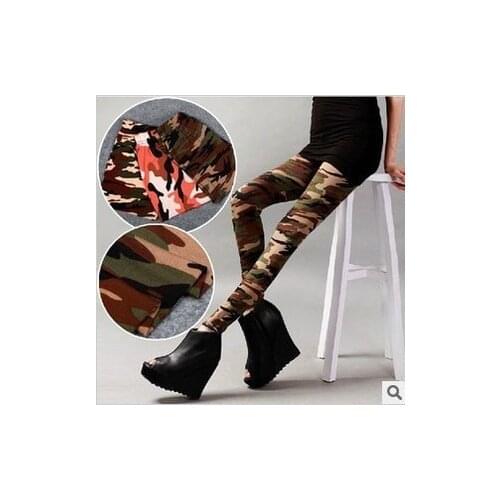 Ladys camouflage Leggings Fashion Slim Points Pants High waist Womens Leggings size L