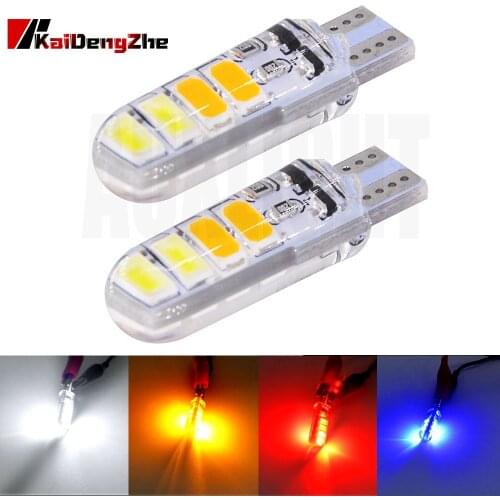1PCS Two Color Flash Automobile LED Bulb T10 Silicone Clearance Lights 5730 8SMD Taillight Strobe Warning Light Red Yellow White