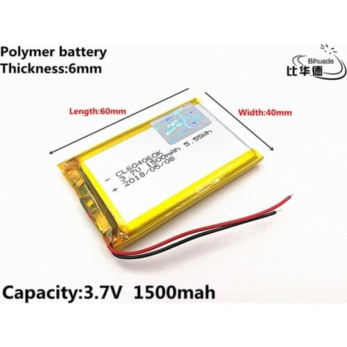 1pcs/lot 3.7V 1500mAH 604060 Polymer lithium ion / Li-ion Rechargeable battery for DVR,GPS,mp3,mp4